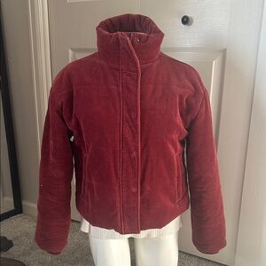 RVCA Women's Burgundy Corduroy Puffer Jacket Size M